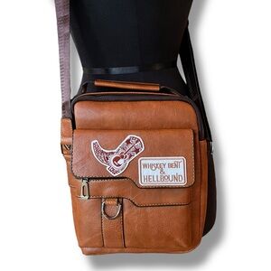 Upcycled Men Women Crossbody Messenger Travel Western Cowboy Cowgirl Vegan